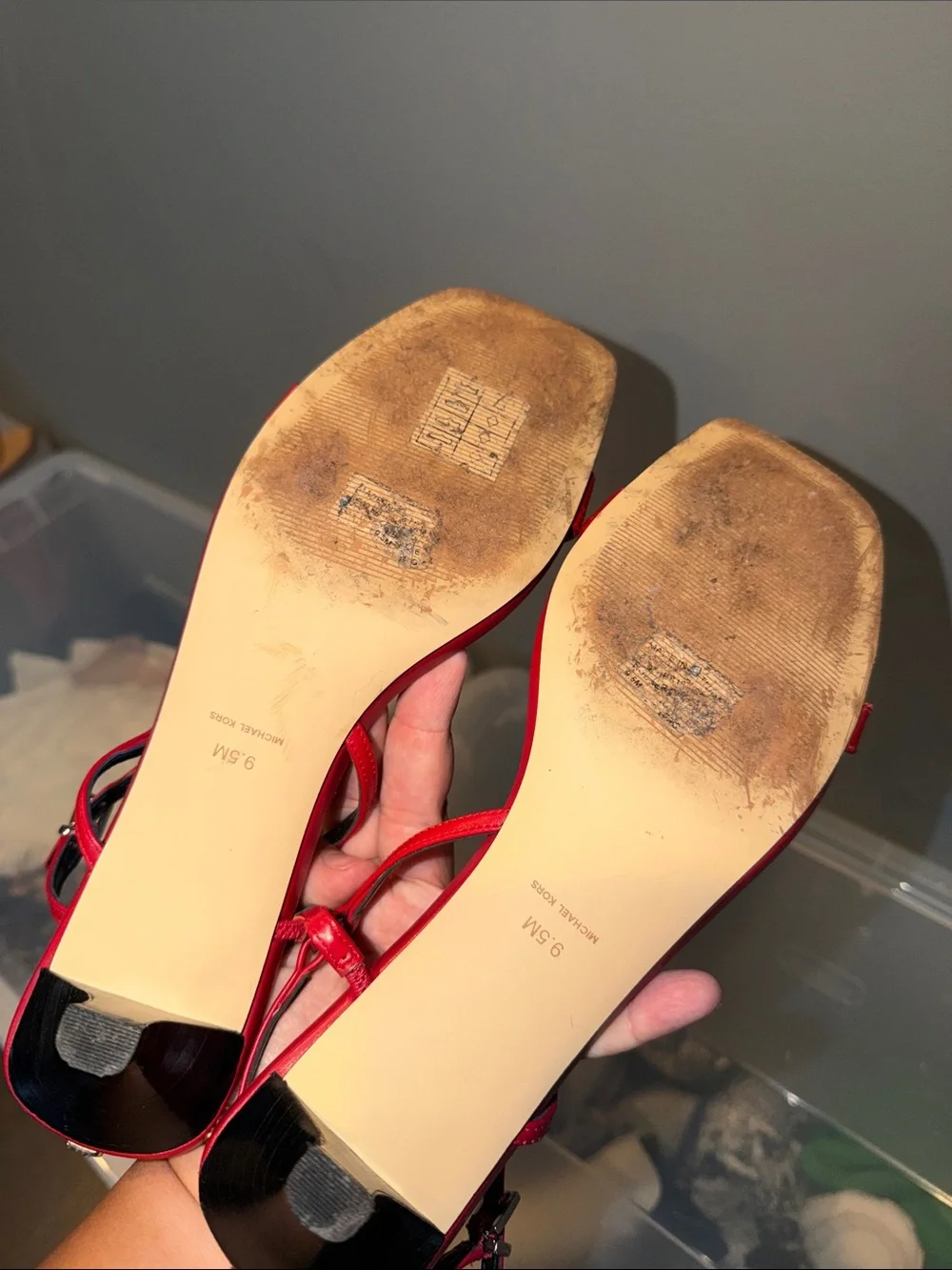 Michael Kors Red Strappy Square-Toe Women's Sandals